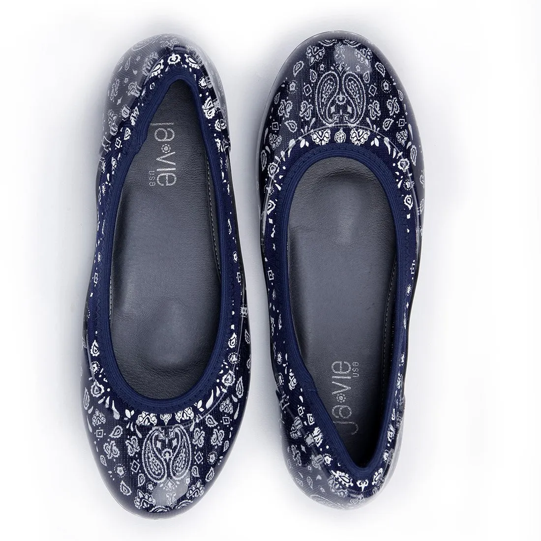 ja-vie Navy Bandana jelly flats shoes