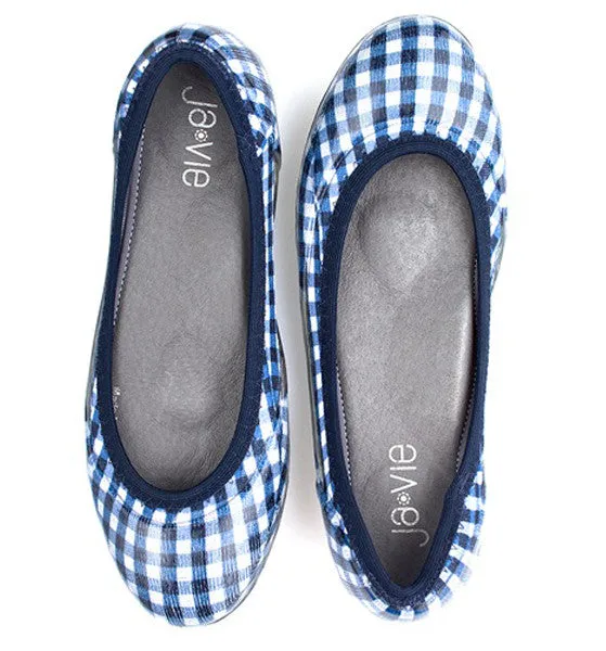 ja-vie navy gingham jelly flats shoes