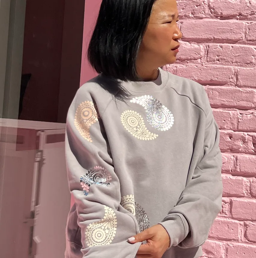 Jack Chic Putty Sweatshirt - Blush , Cream & Silver Paisleys