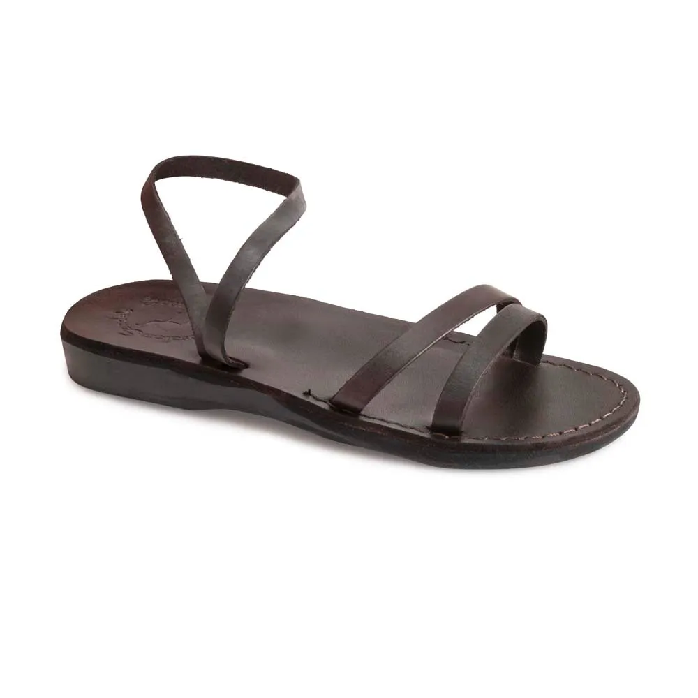 Jada - Leather Ankle Strap Flat Sandal | Brown