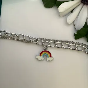 K-POP Fashion Jewellery - Beautiful Silver Charms Bracelet Little Rainbow