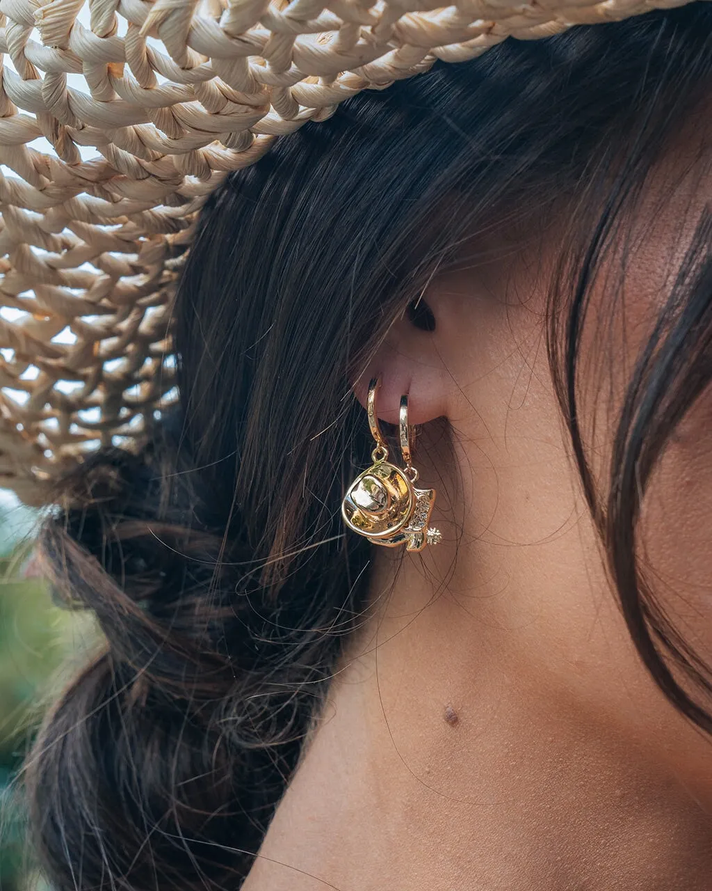 Laney CZ Cowboy Hat Micro Hoop Earrings