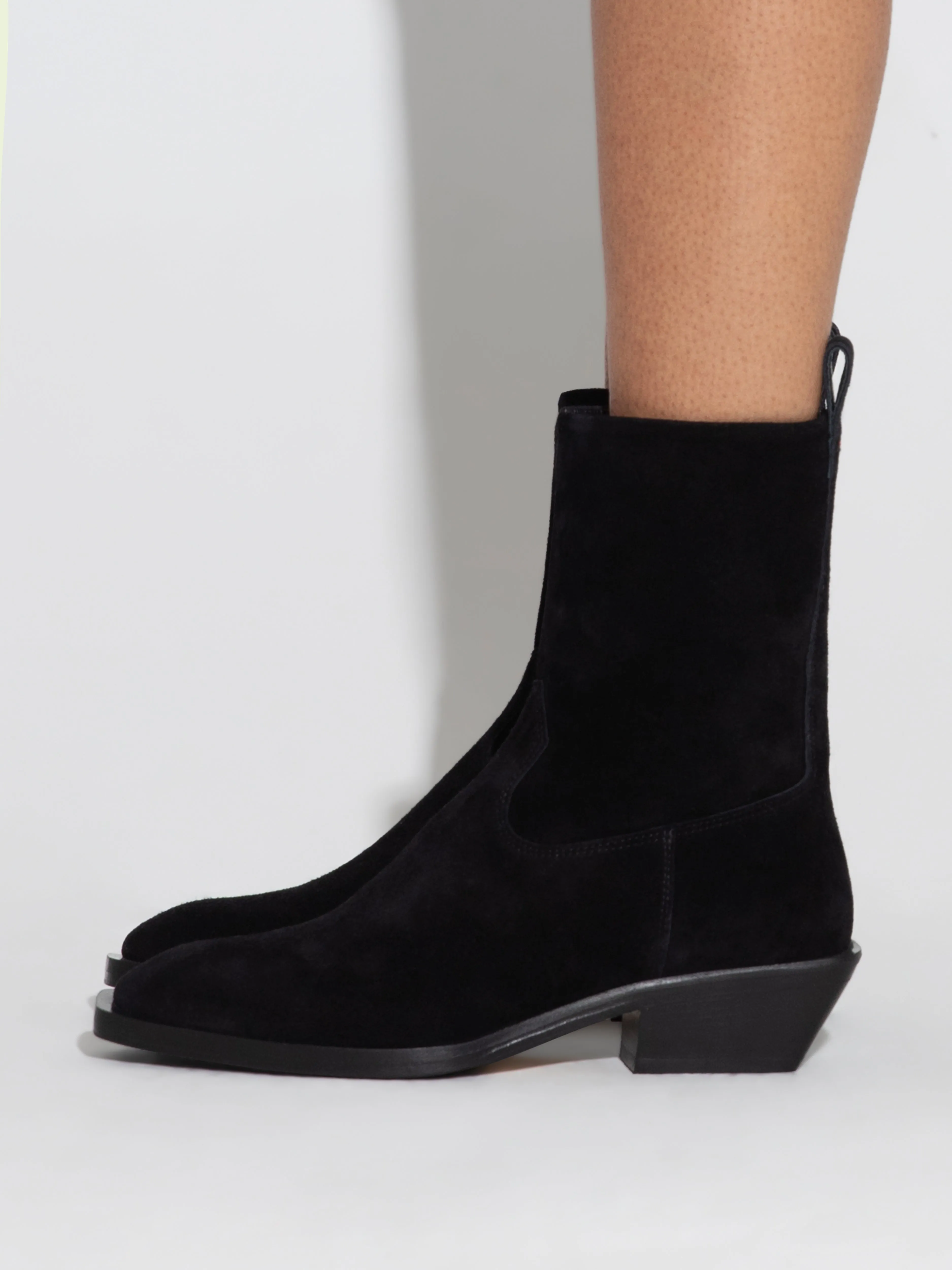 Luis Suede Cowboy Ankle Boots