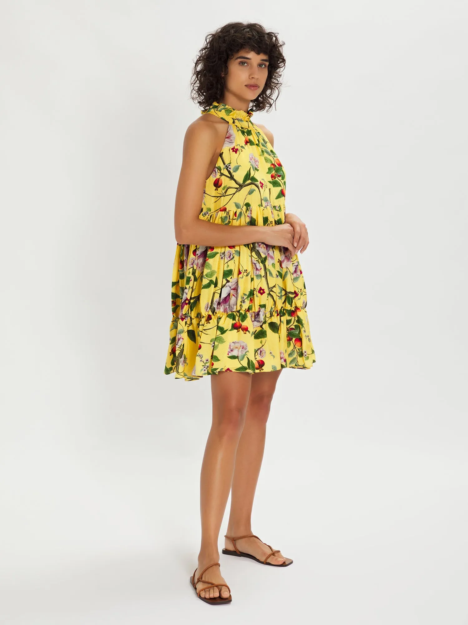 Maggie Peony A-Line Mini Dress – Yellow