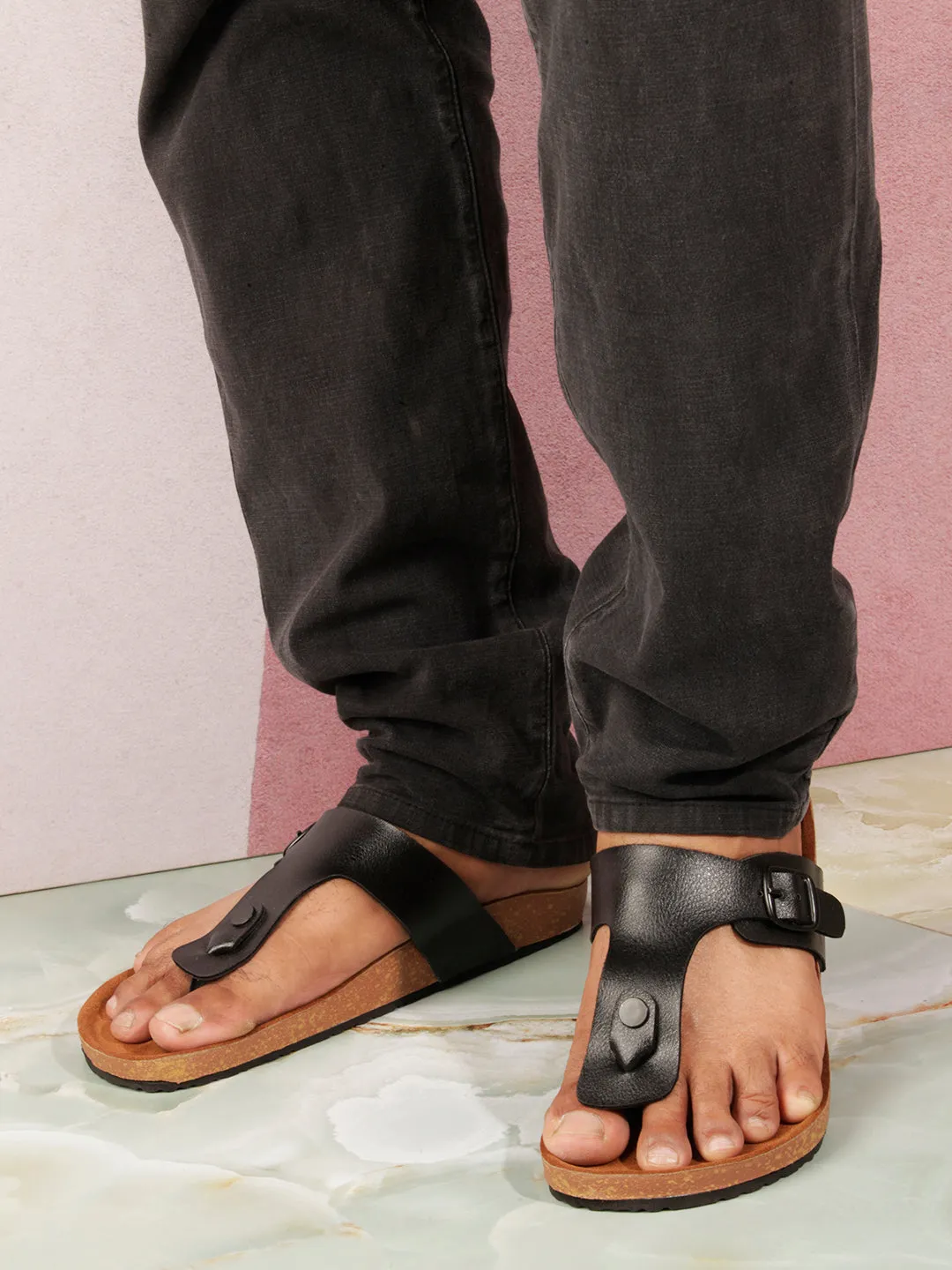 Men's Black Thong Sandal (IX5011)