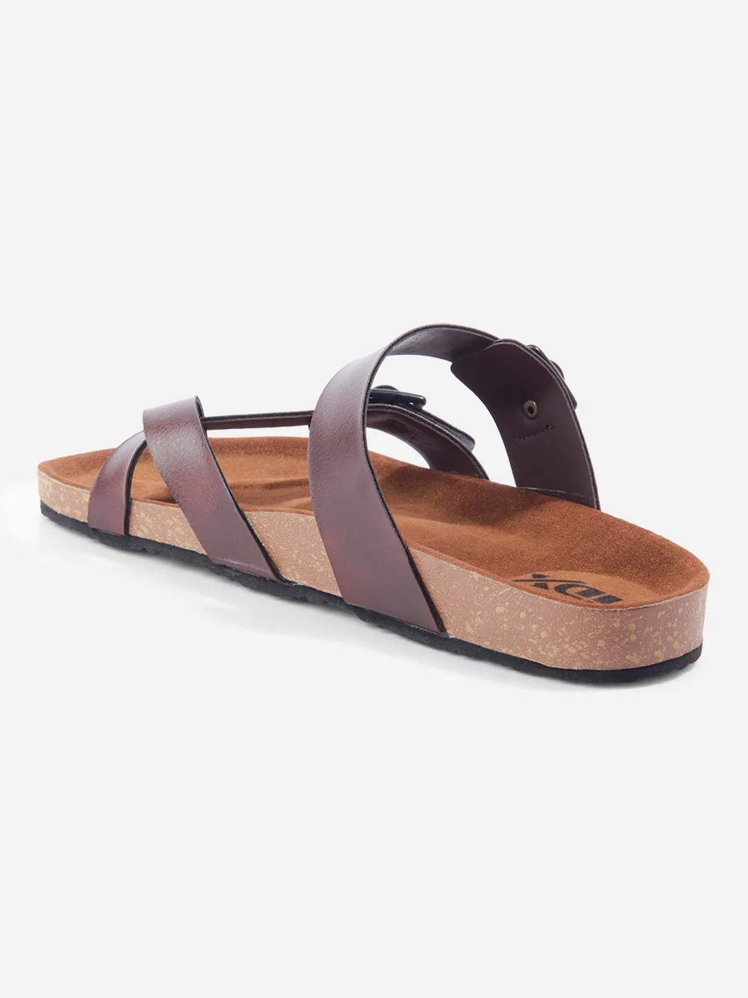 Men's Brown Double Band Strap Comfort Sandals (IX5012)