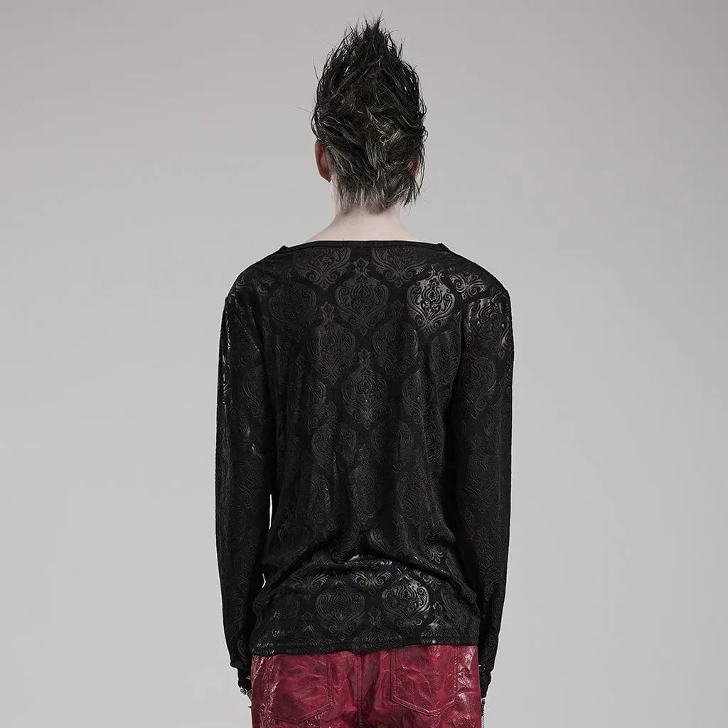 Men's Gothic Ruched Printed Shirt