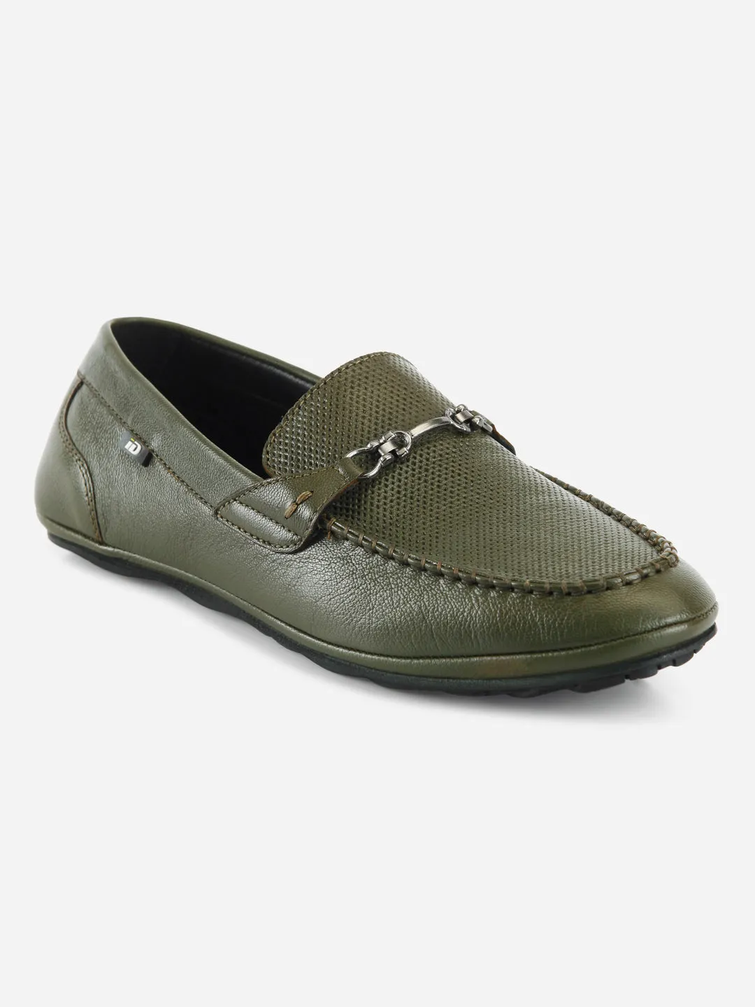 Men's Olive Classic Metal Trim Saddle Loafer (ID1121)