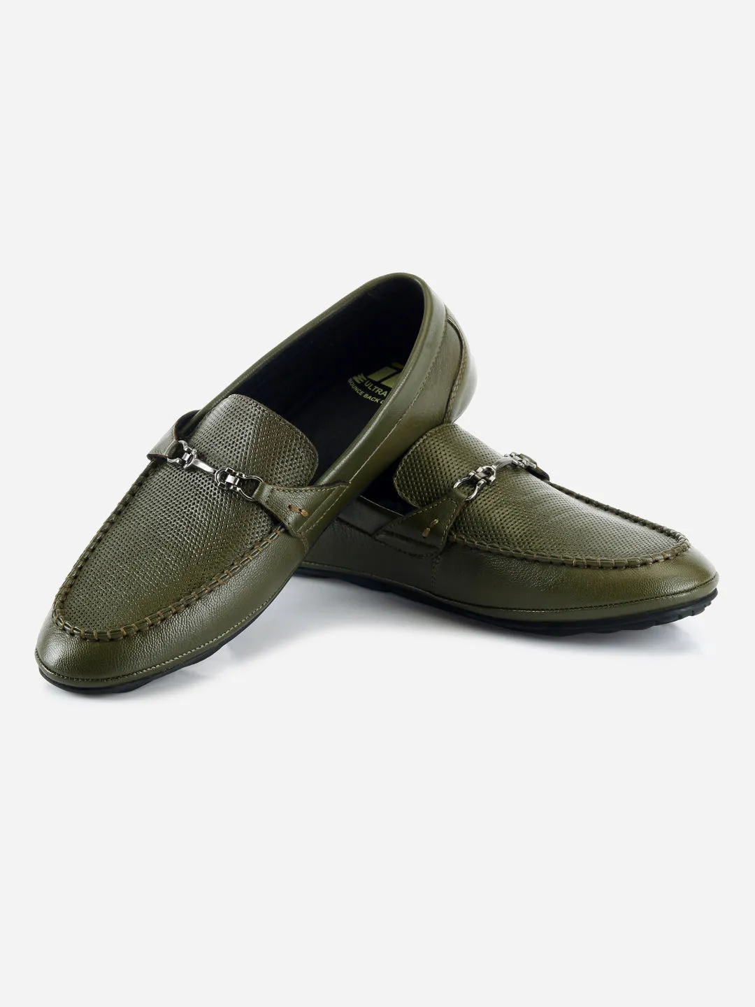 Men's Olive Classic Metal Trim Saddle Loafer (ID1121)