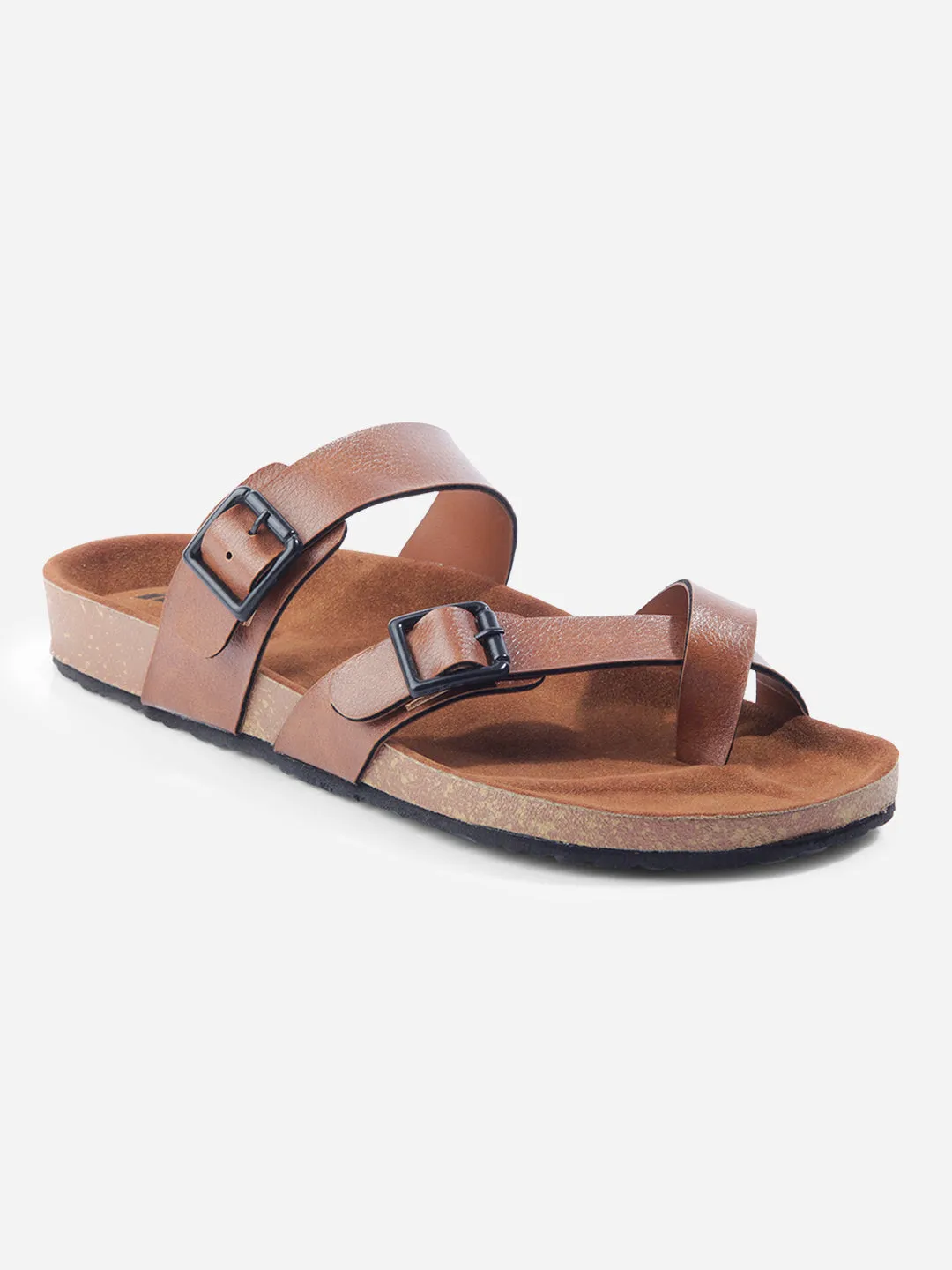 Men's Tan Double Band Strap Comfort Sandals (IX5012)