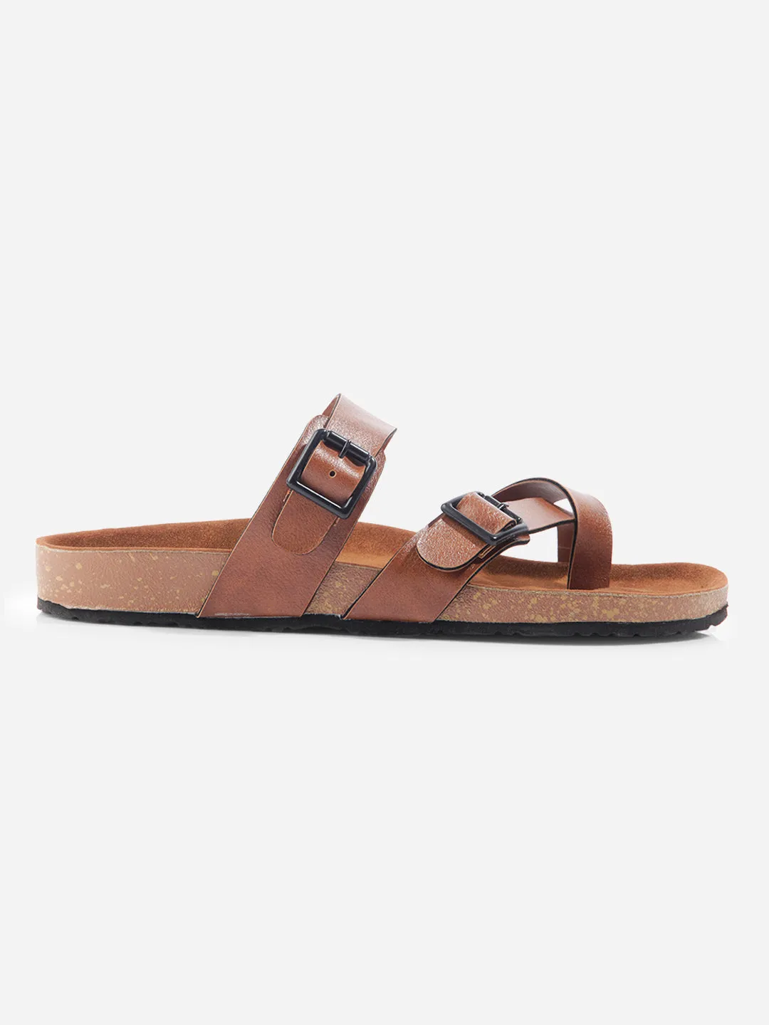 Men's Tan Double Band Strap Comfort Sandals (IX5012)