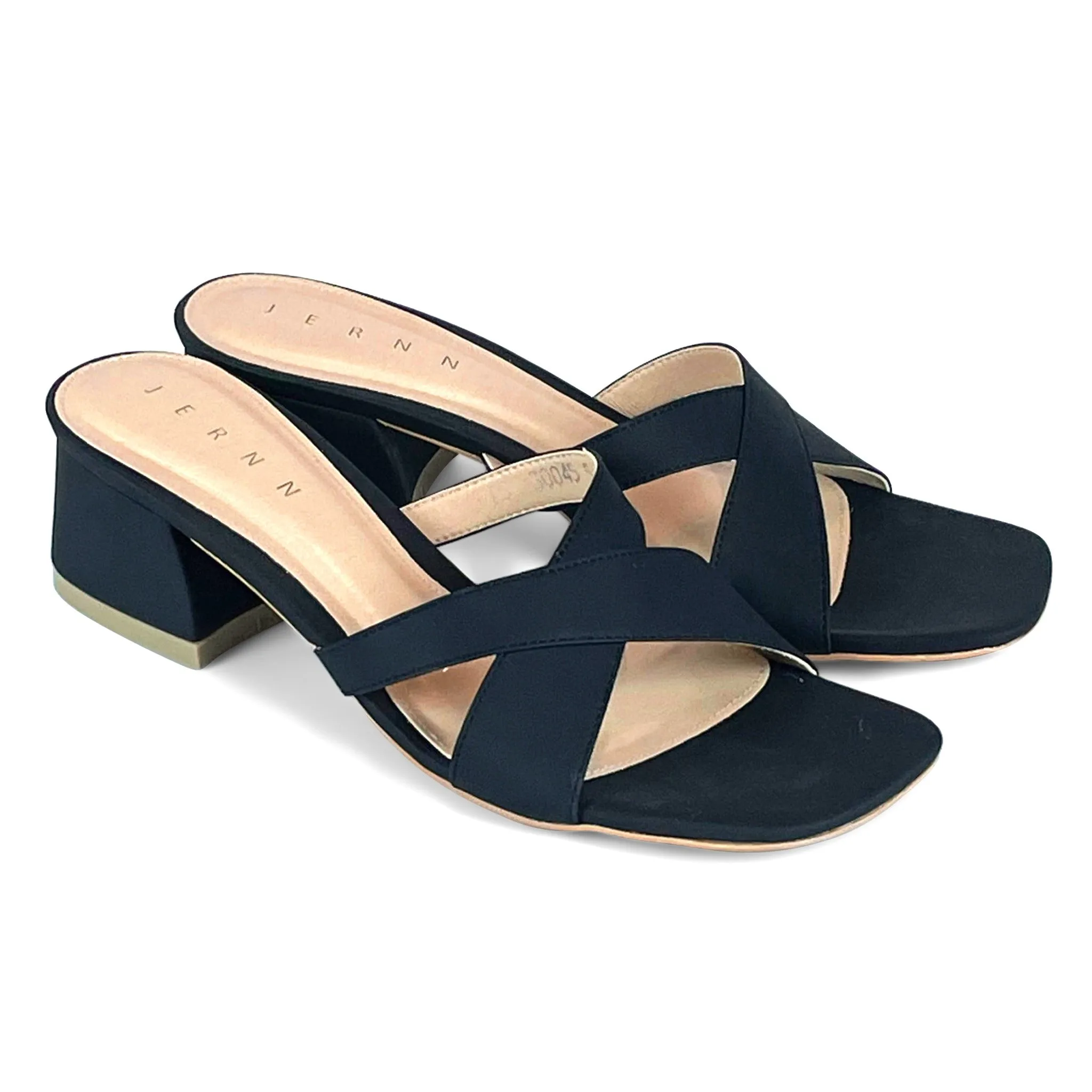 Microfibre heel sandals criss cross - 30045