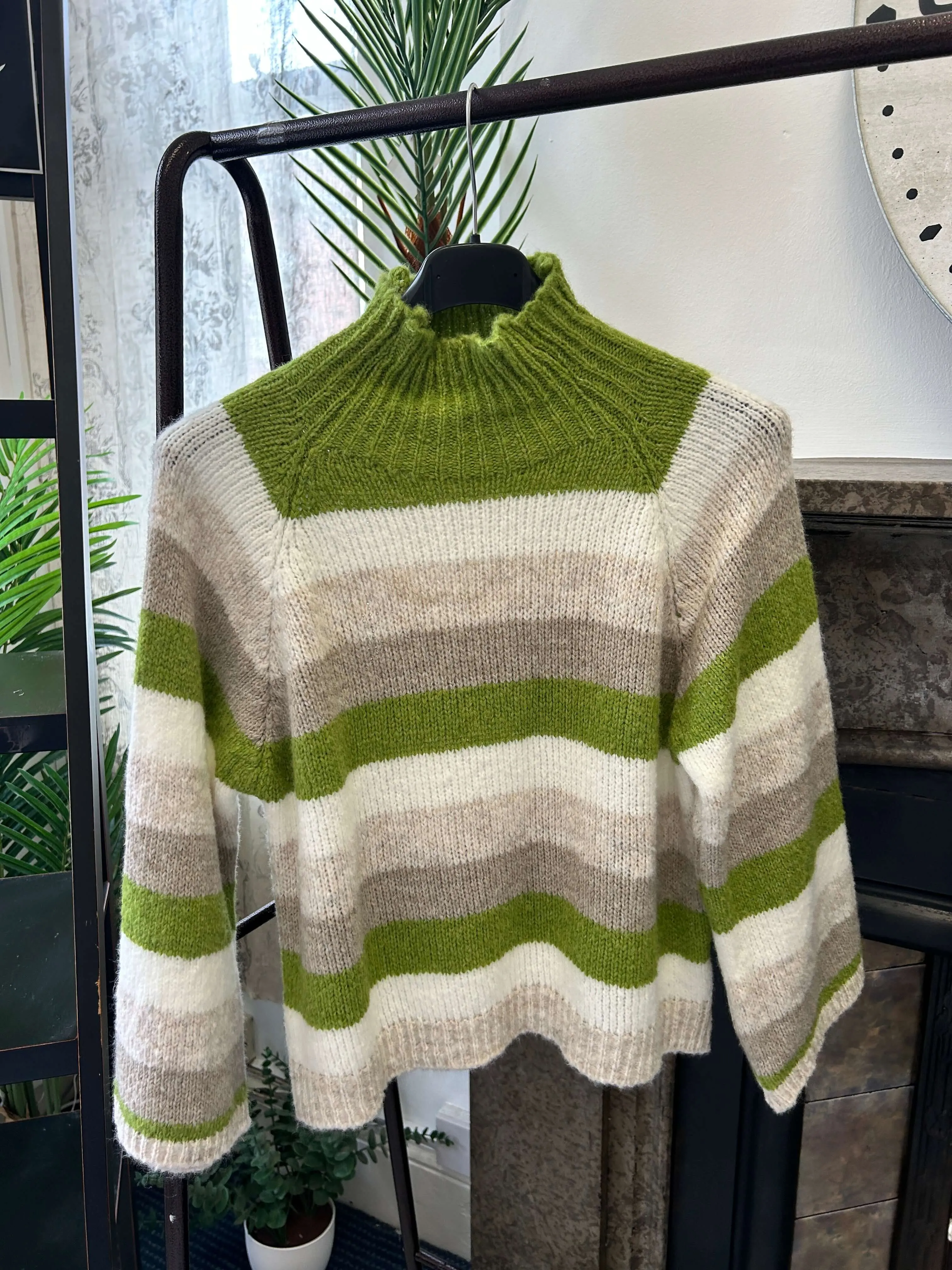 Multi Stripe High Neck Jumper