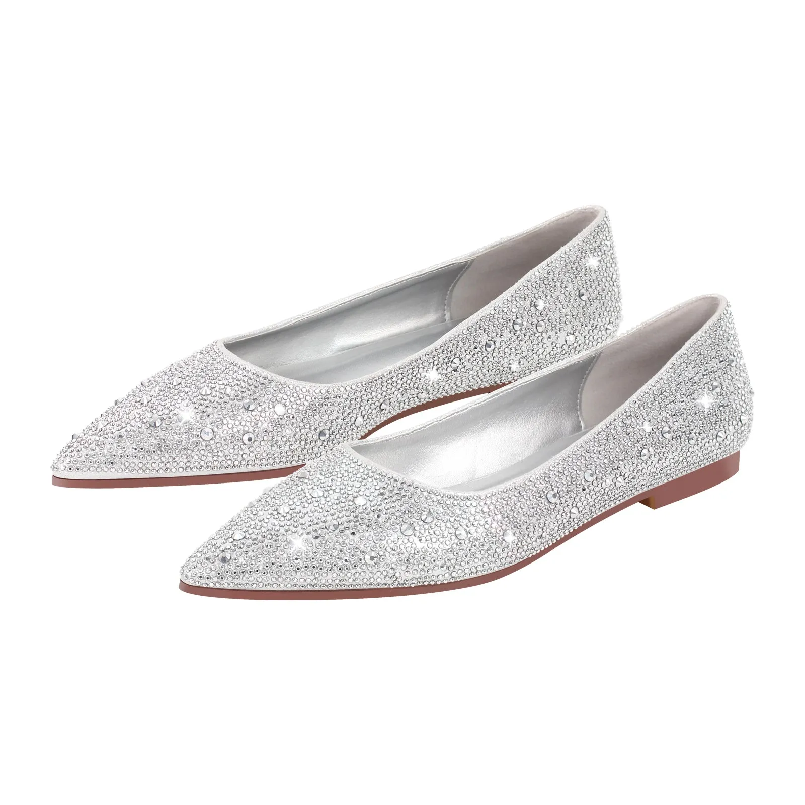 Onlymaker Flats Rhinestone Pointed Toe Flats