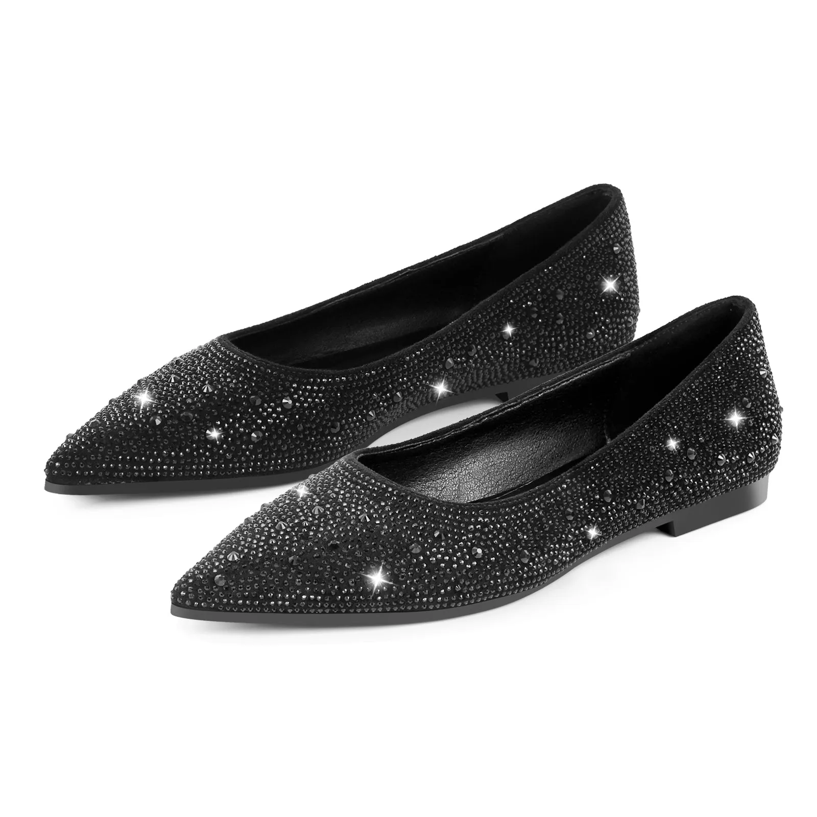 Onlymaker Flats Rhinestone Pointed Toe Flats