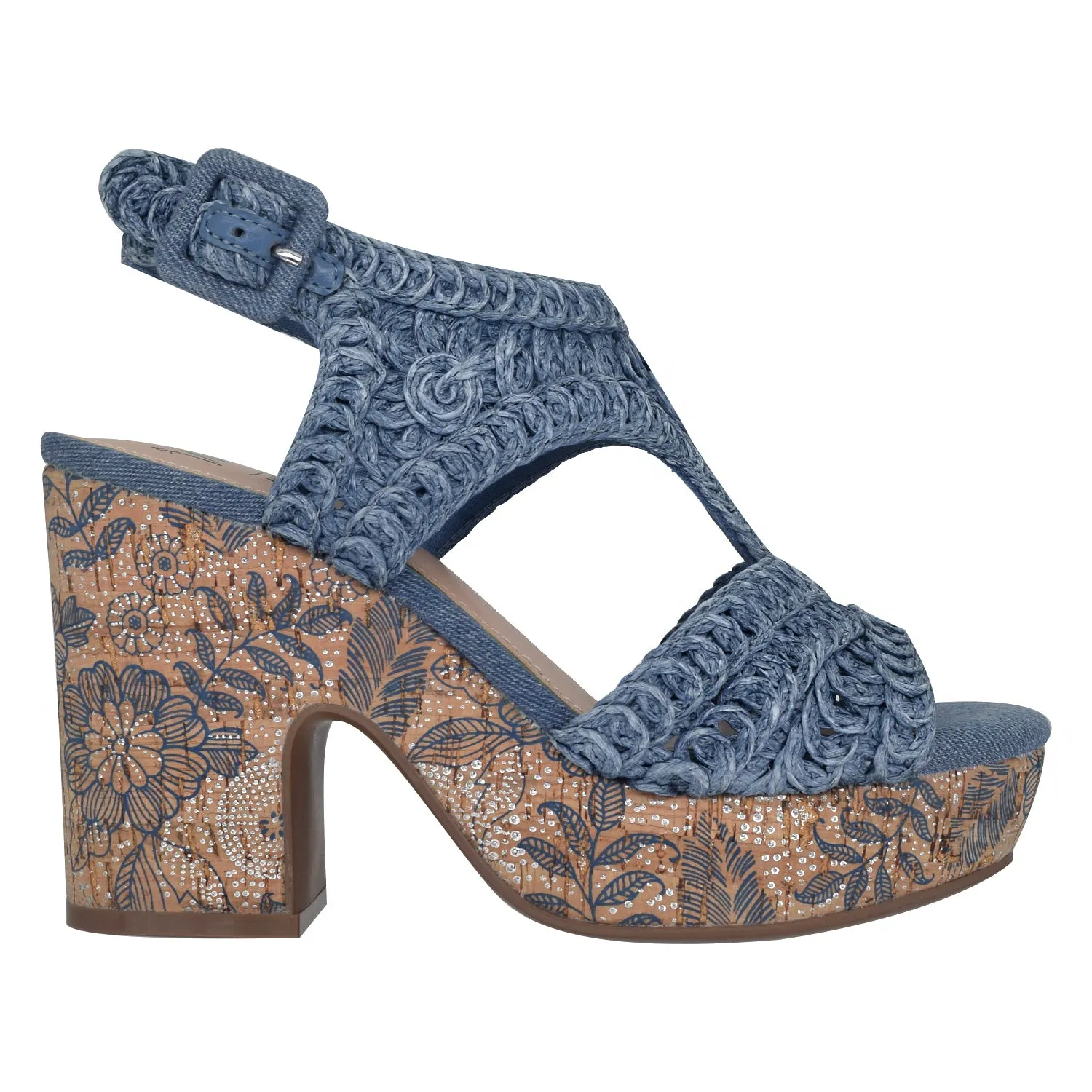 Osanna Woven Raffia Platform Sandal with Memory Foam