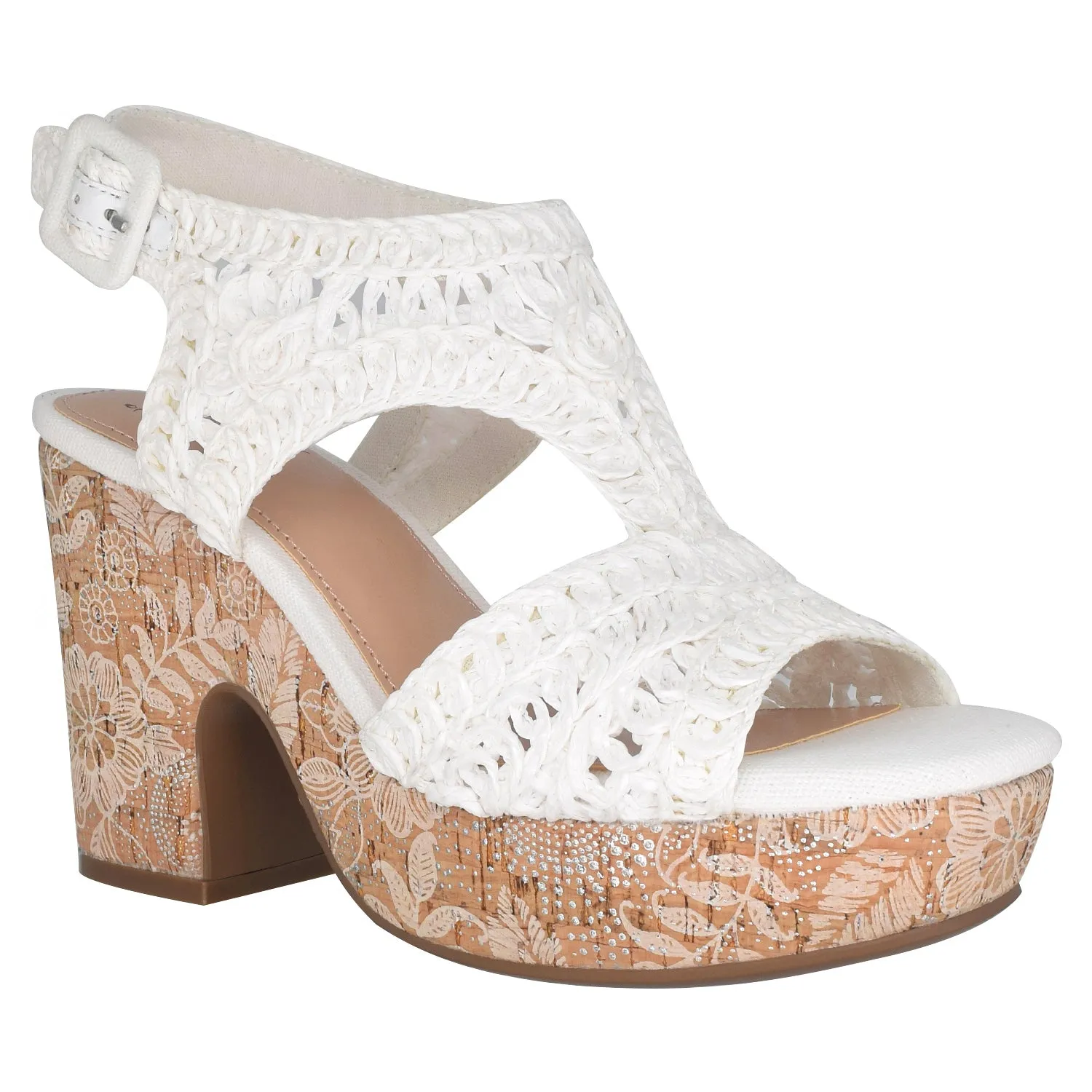 Osanna Woven Raffia Platform Sandal with Memory Foam