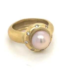 Pink Pearl   Diamond Ring