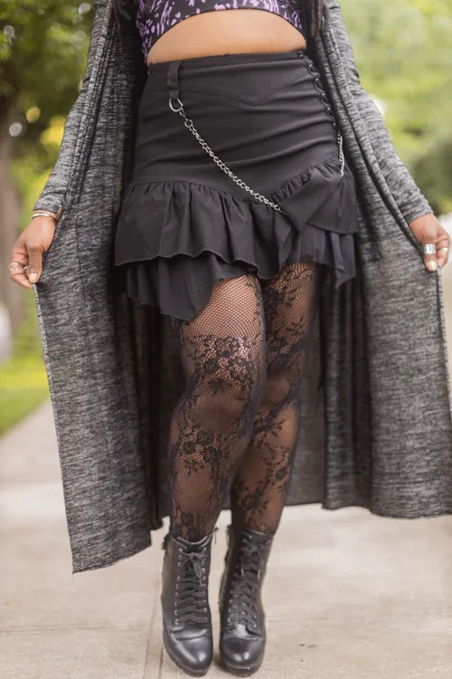 Plus Size Delicate Floral Lace Net Tights