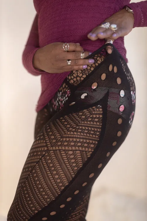 Plus Size Melange of Patterns Net Tights