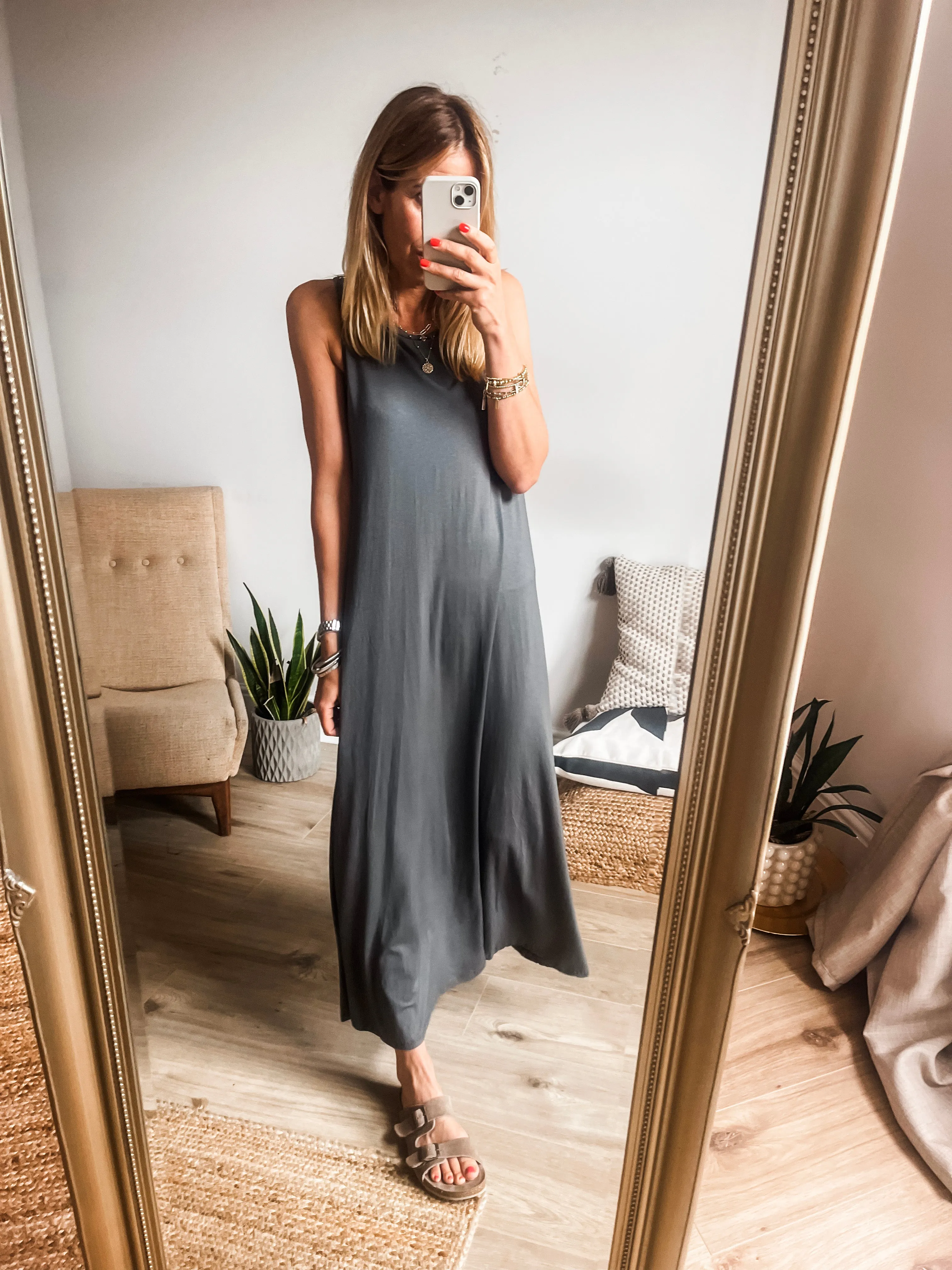 Racer Back Jersey Maxi Dress