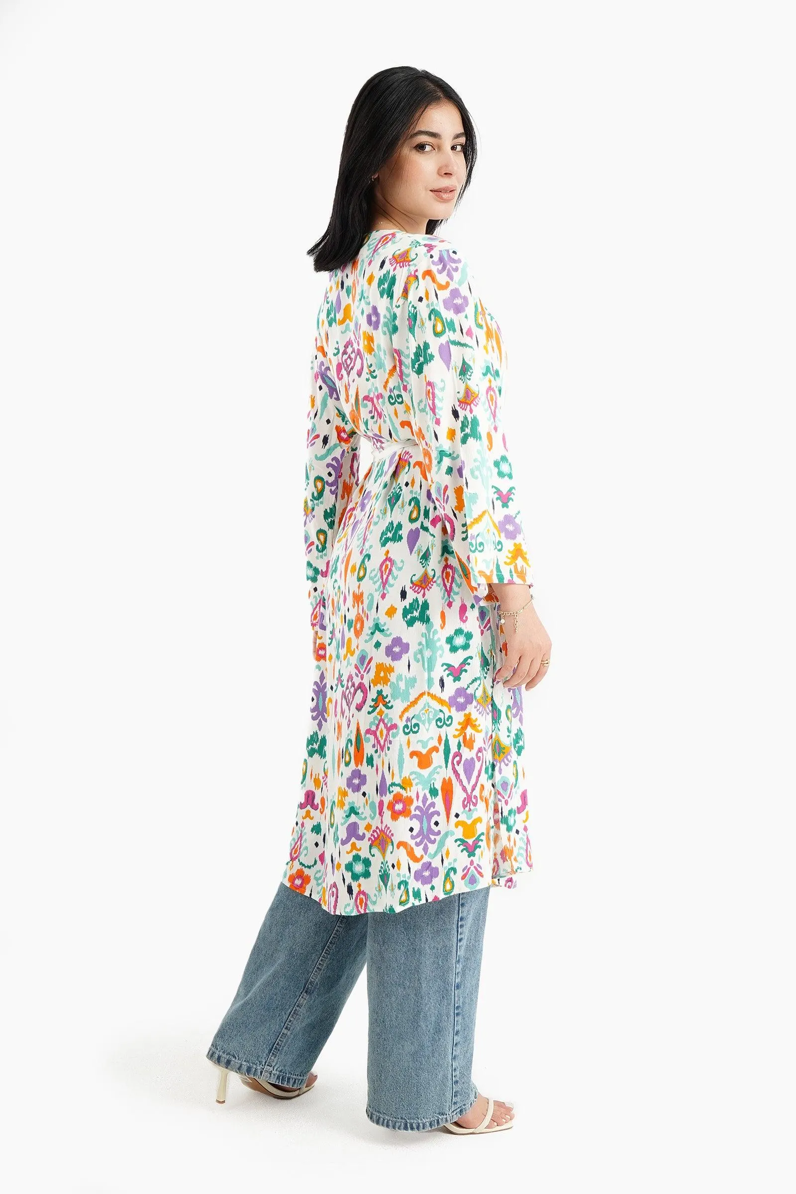 Relaxed Fit Printed Kimono