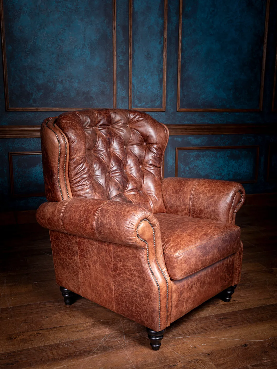 Remington Crackle Cinnamon Leather Accent Chair