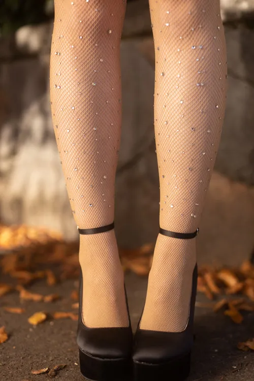 Rhinestone Fishnet Tights