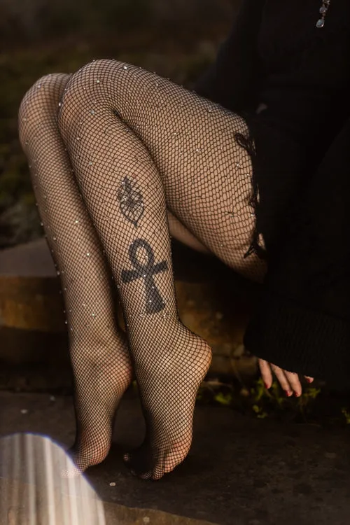 Rhinestone Fishnet Tights