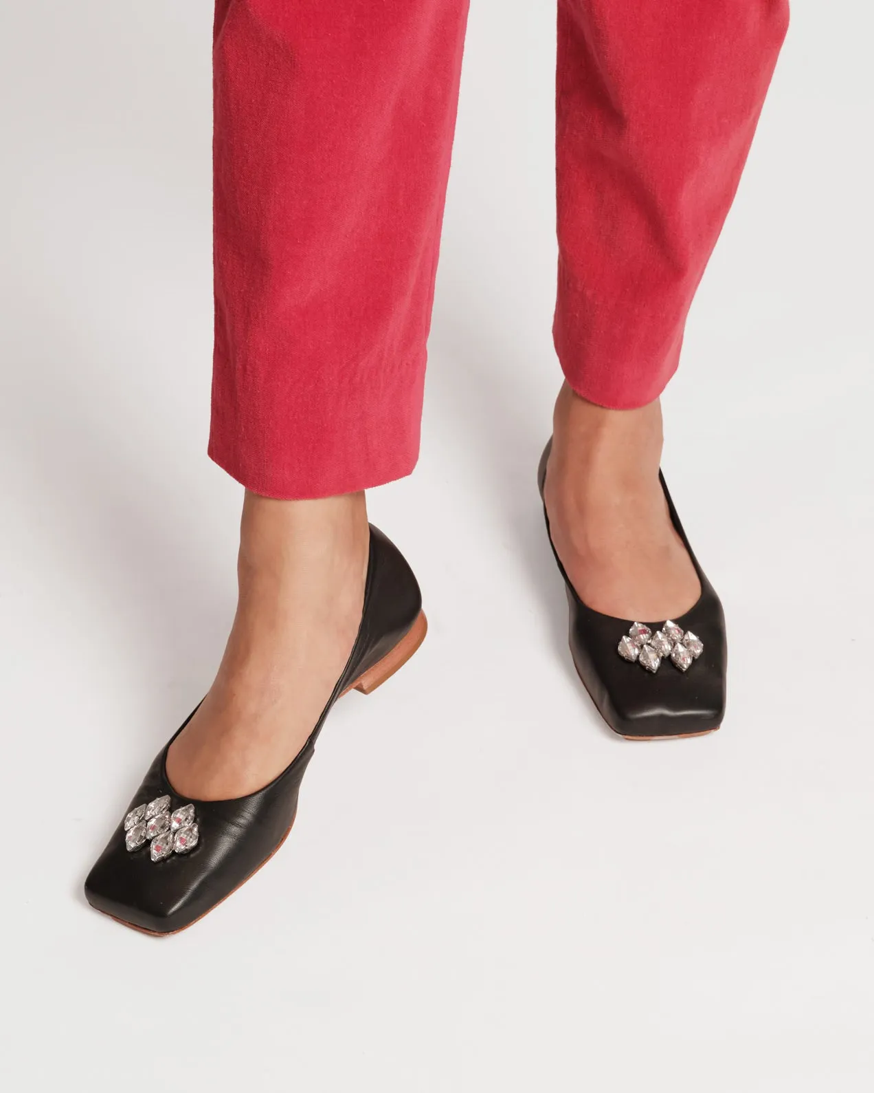 Square Toe Ballet Flat Black