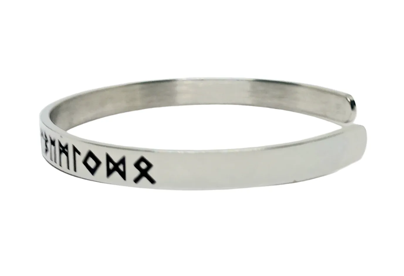 Stainless Steel Norse Elder Futhark Rune Adjustable Bracelet