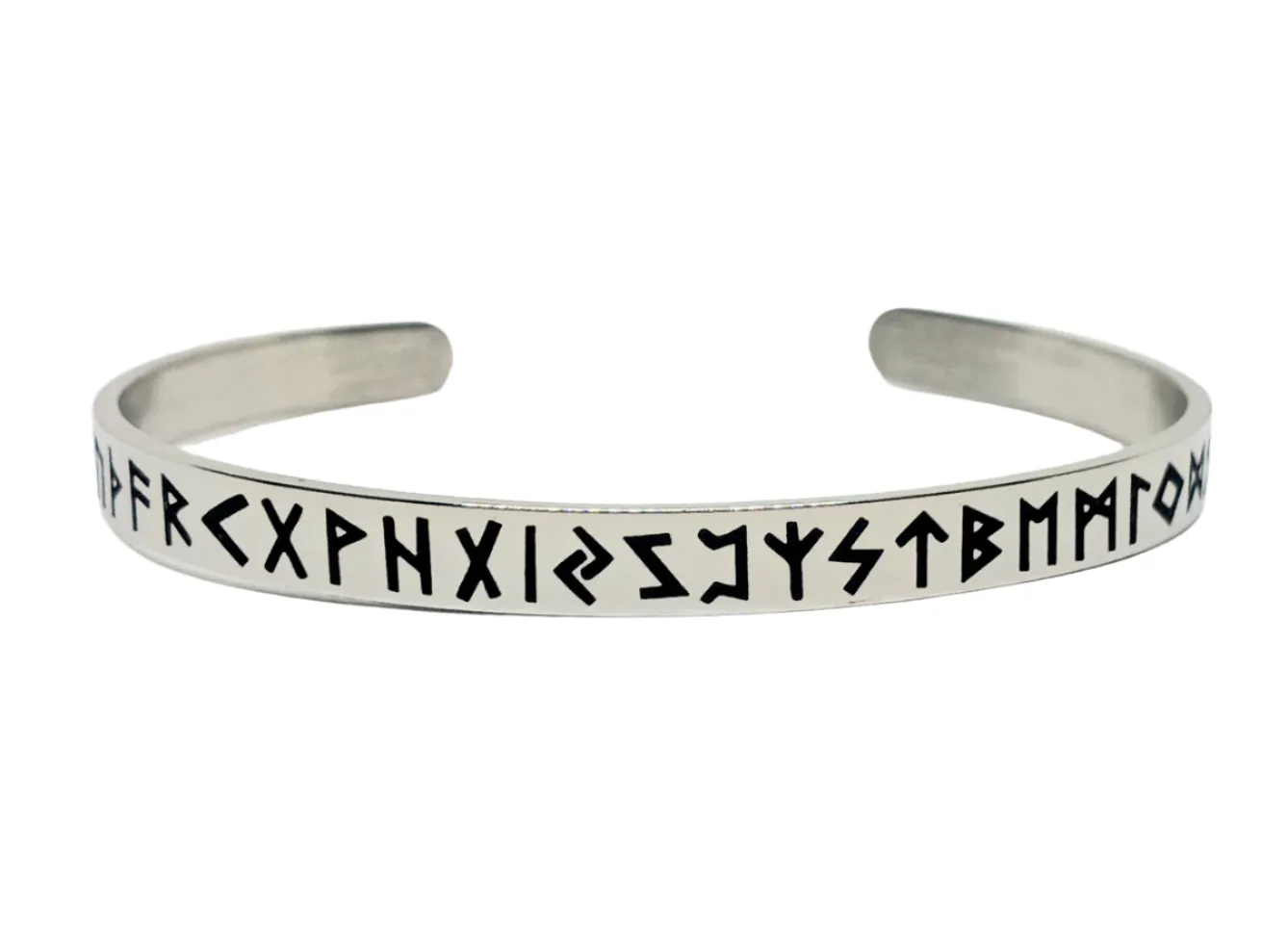 Stainless Steel Norse Elder Futhark Rune Adjustable Bracelet