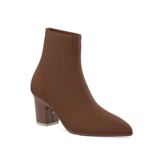 The Bootie Walnut Knit   Block Heel Kit 3 Walnut