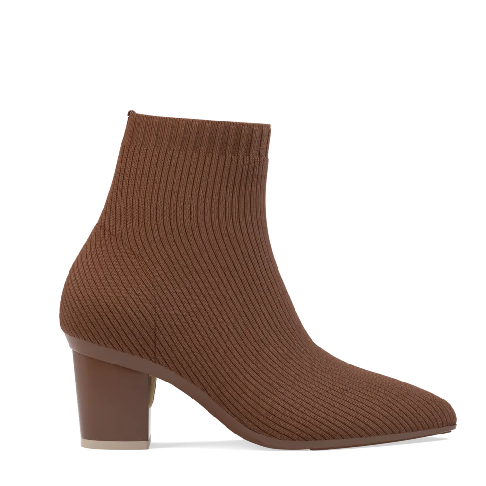 The Bootie Walnut Knit   Block Heel Kit 3 Walnut