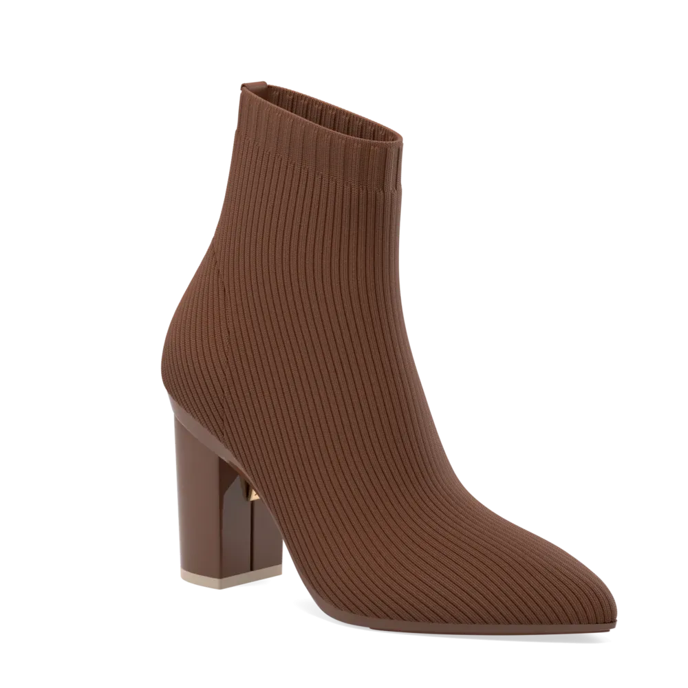 The Bootie Walnut Knit   Block Heel Kit 4 Walnut