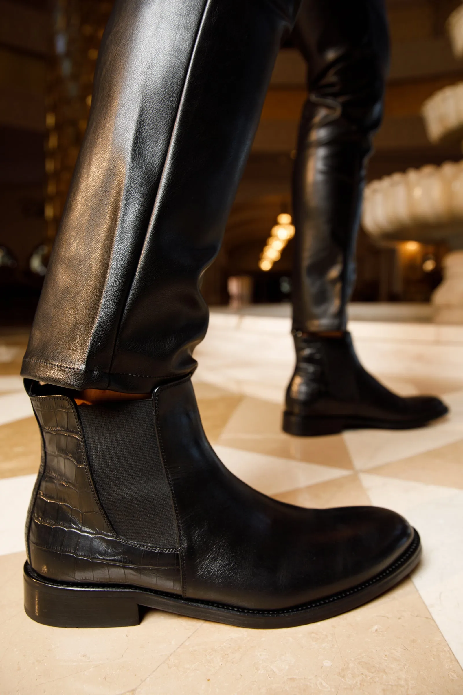 The Manby Black Leather Chelsea Men Boot