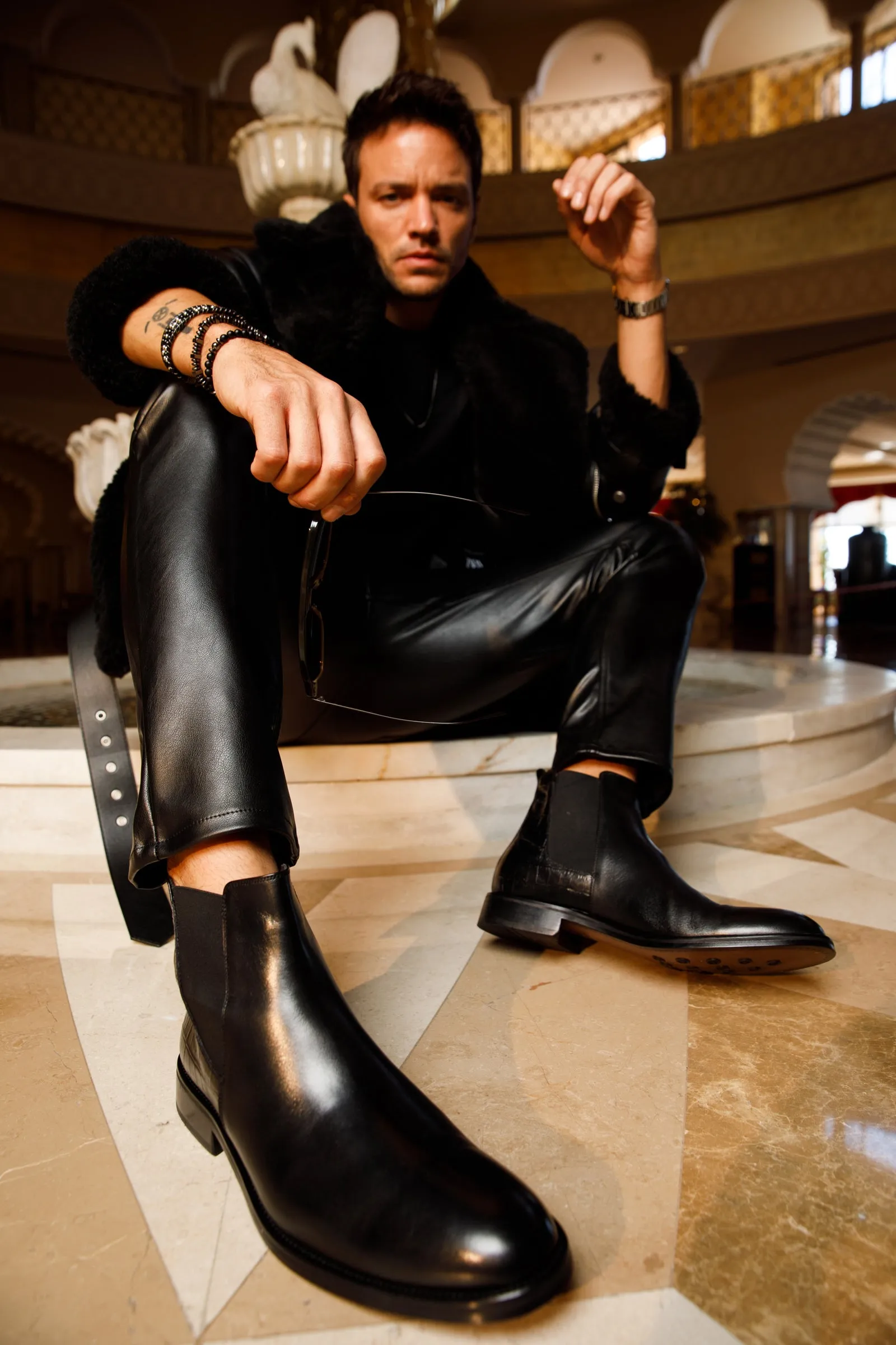 The Manby Black Leather Chelsea Men Boot