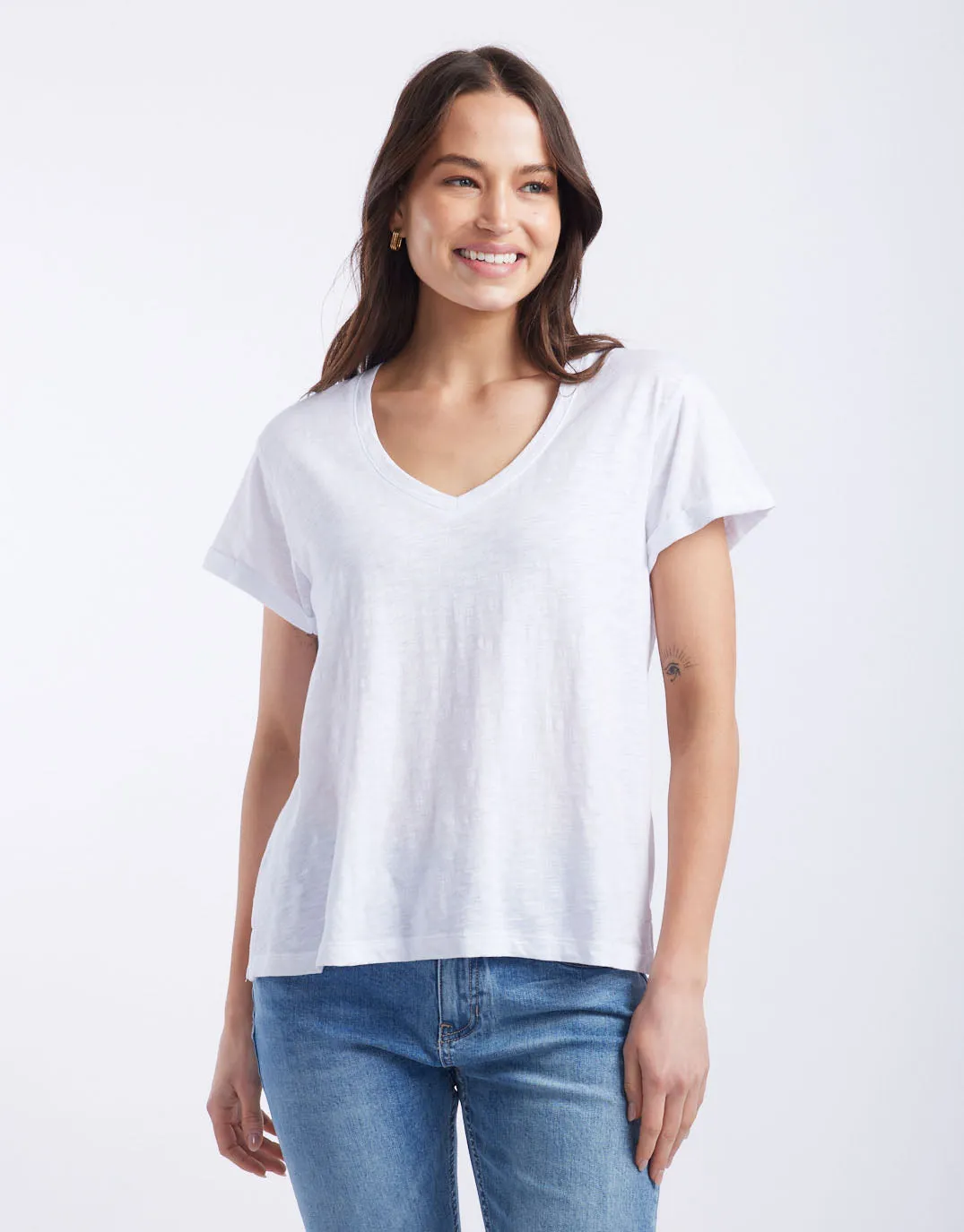 Turn Back V Neck T-Shirt - White