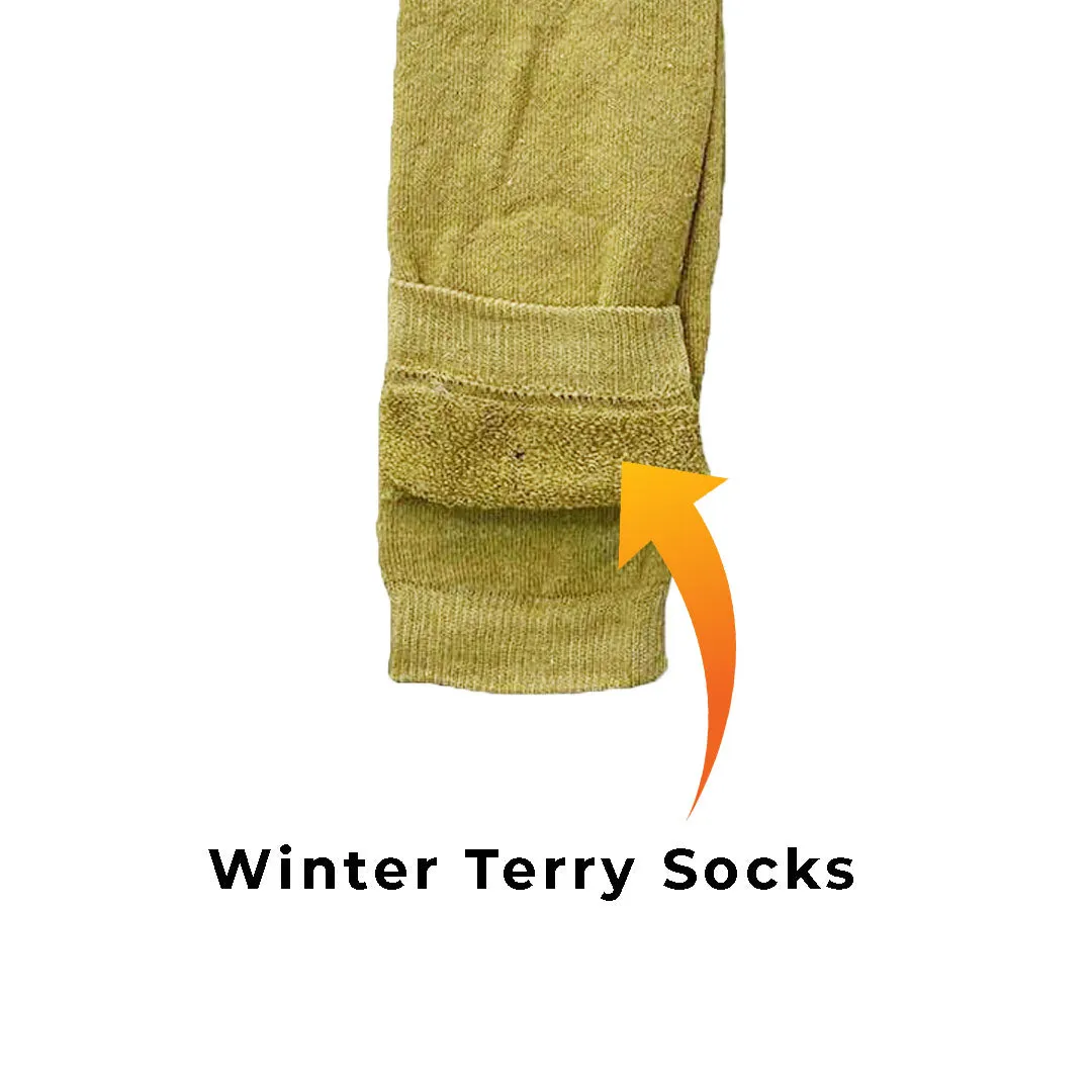 Winter Towel Military Nano Green Terry Socks