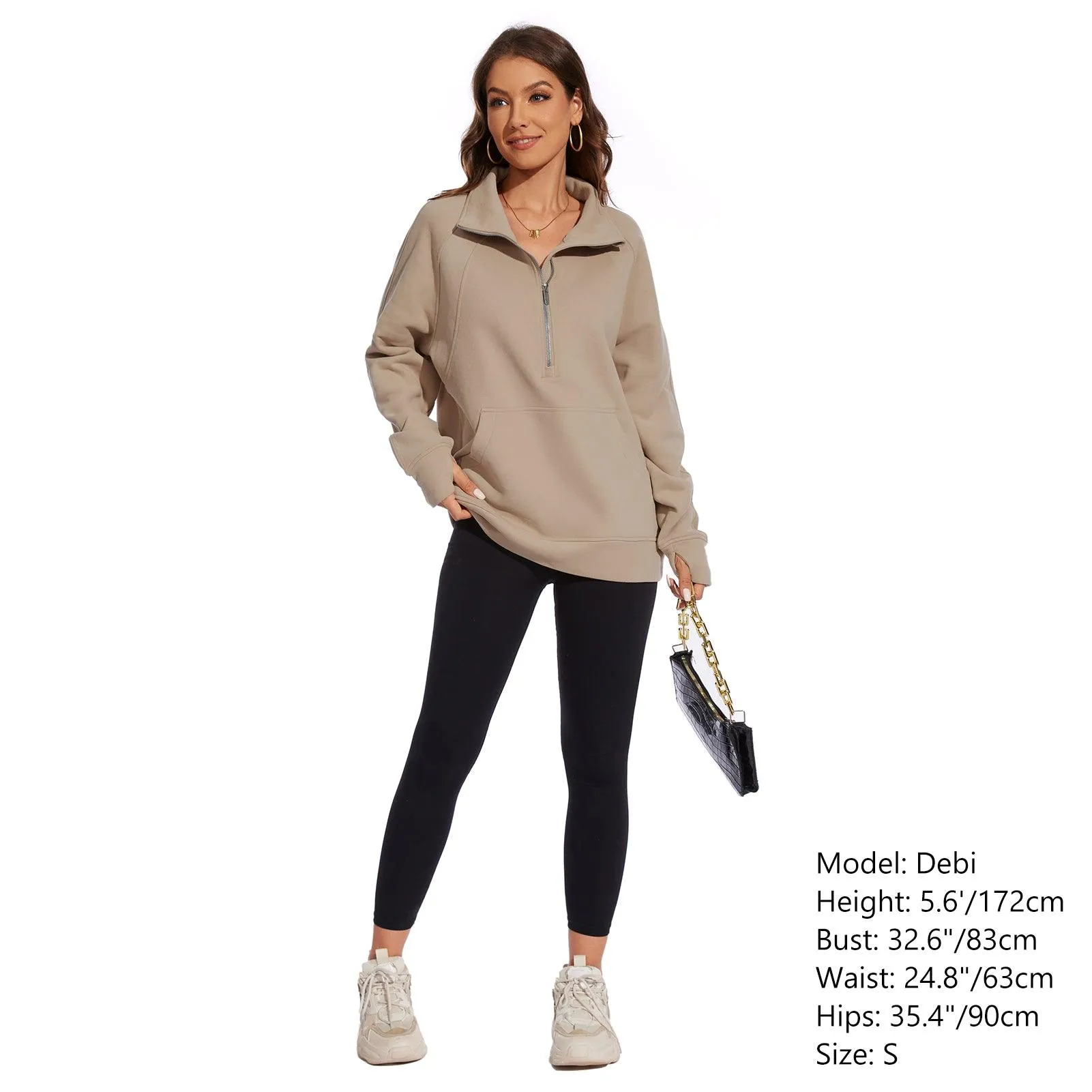 Women’s Oversized Half Zip Fleece Sweatshirts LB21W