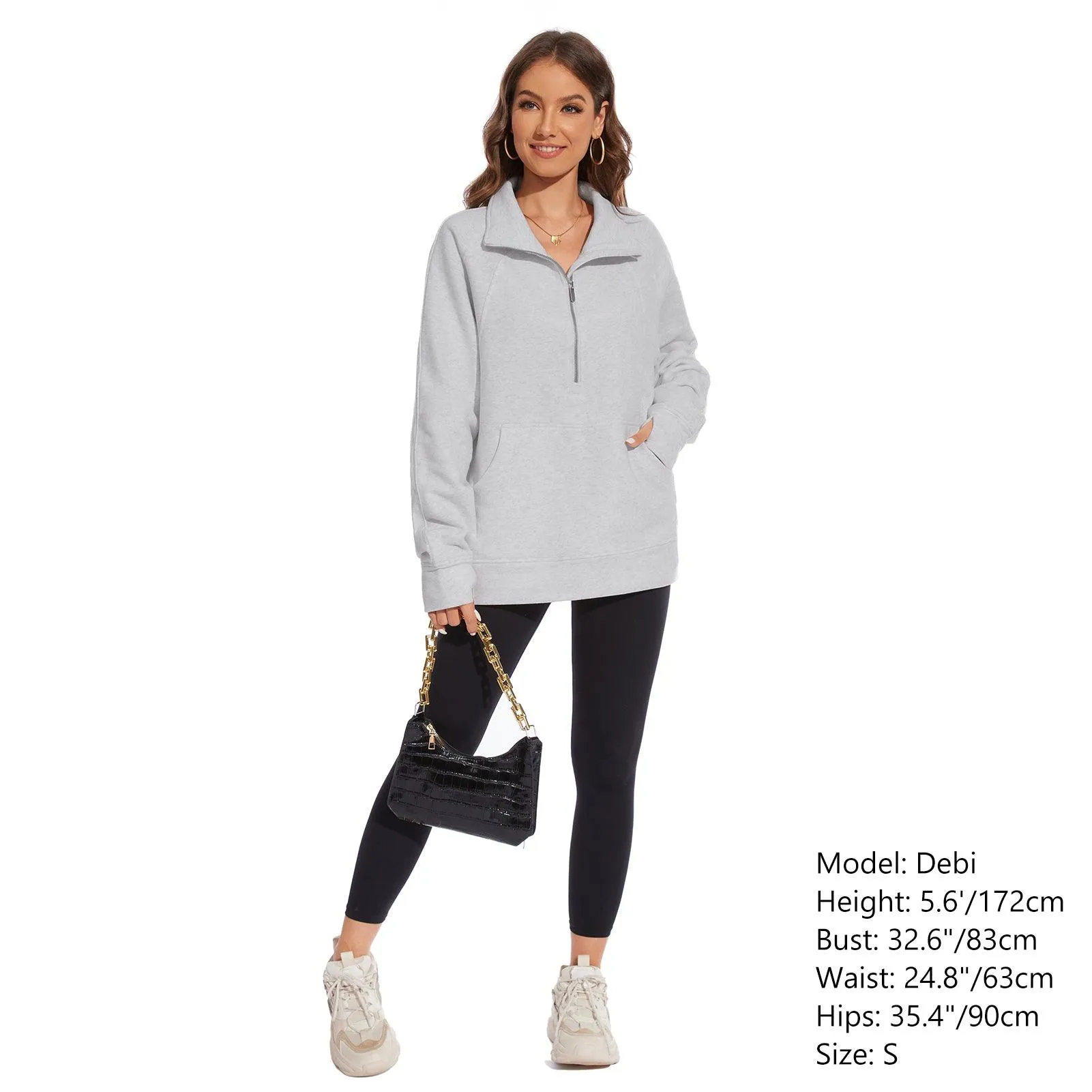 Women’s Oversized Half Zip Fleece Sweatshirts LB21W