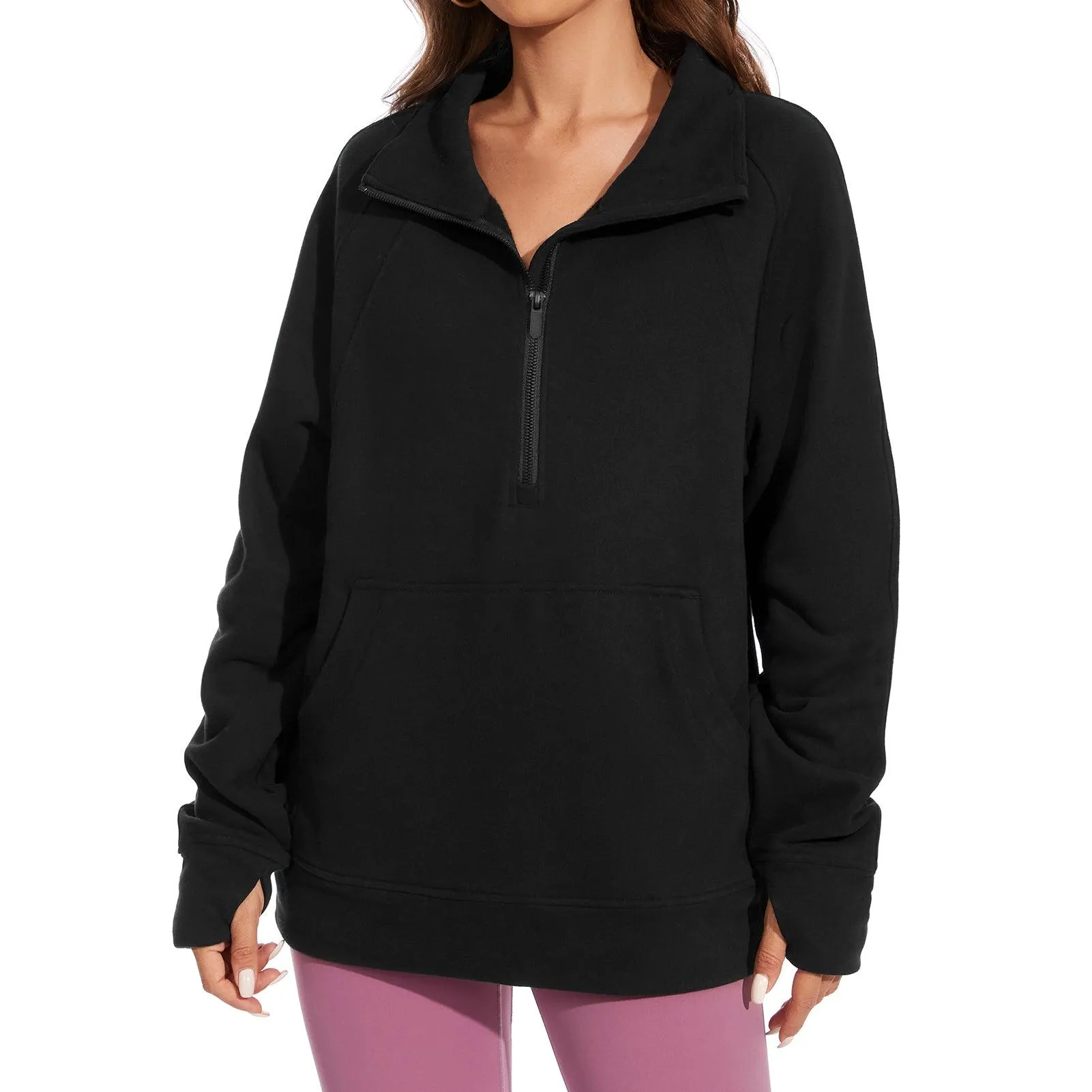 Women’s Oversized Half Zip Fleece Sweatshirts LB21W