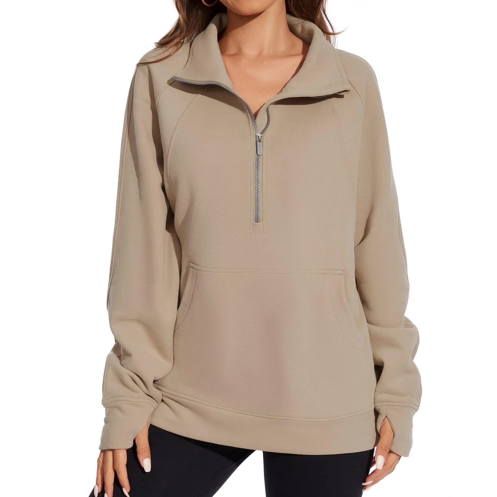 Women’s Oversized Half Zip Fleece Sweatshirts LB21W