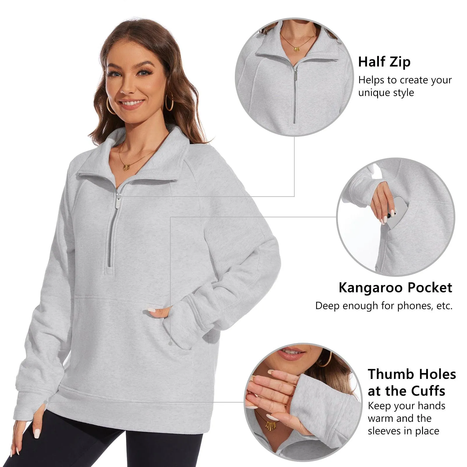 Women’s Oversized Half Zip Fleece Sweatshirts LB21W