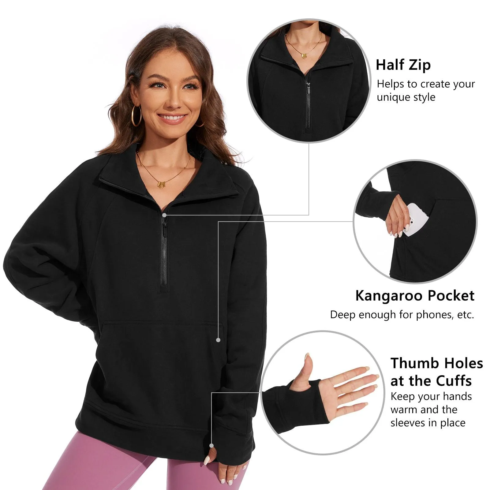 Women’s Oversized Half Zip Fleece Sweatshirts LB21W