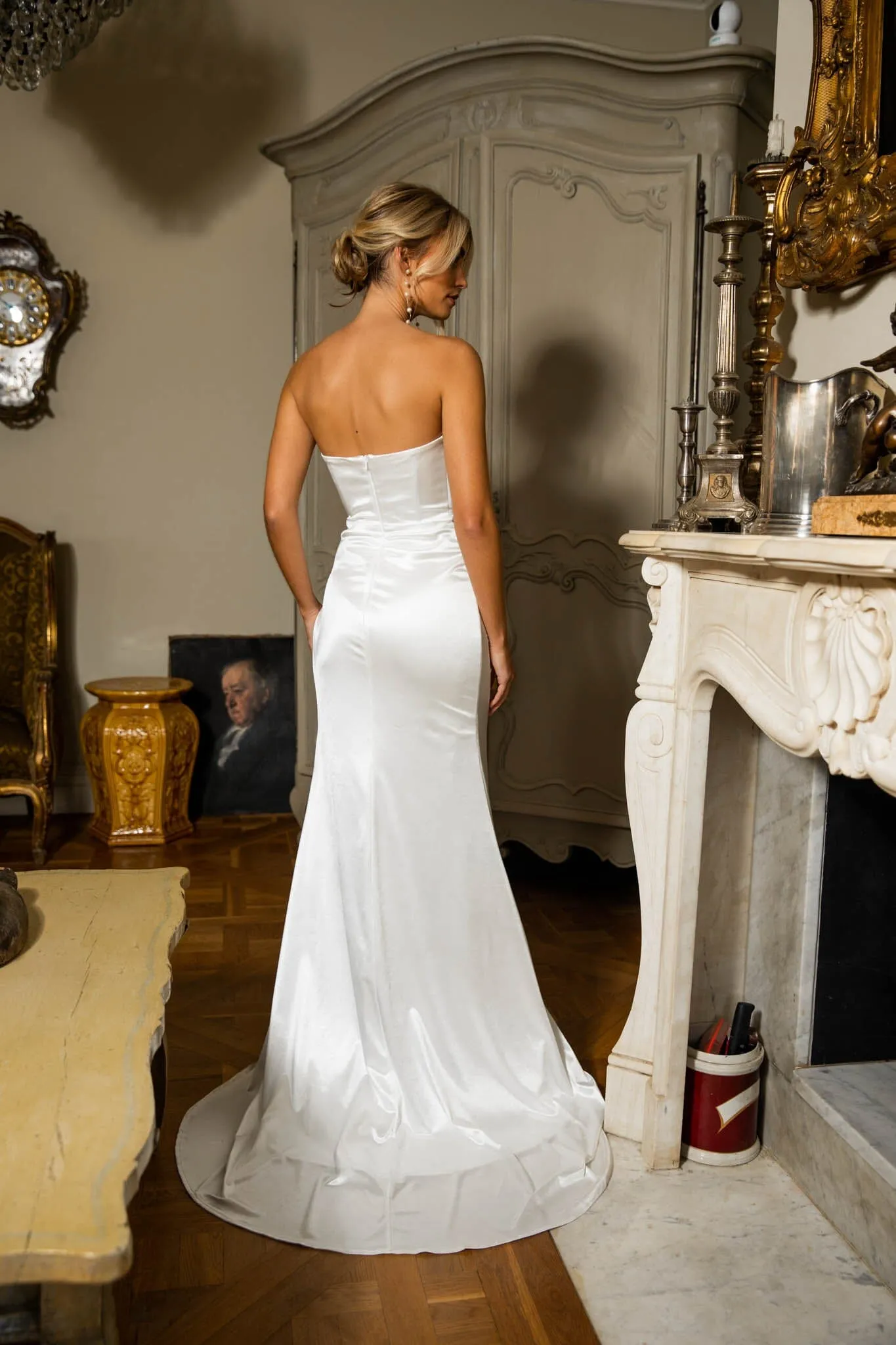 Zaria Stretch Satin Gown - Ivory