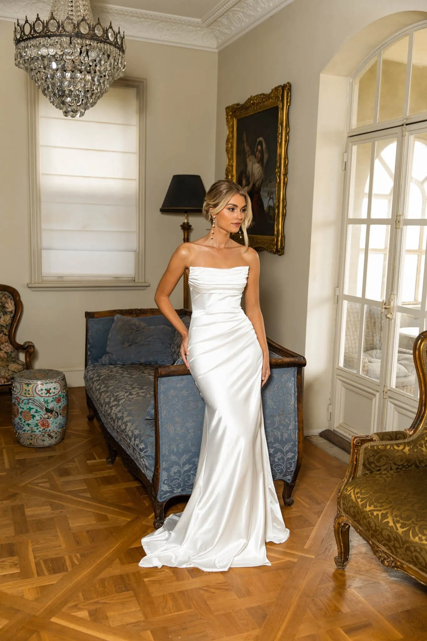 Zaria Stretch Satin Gown - Ivory