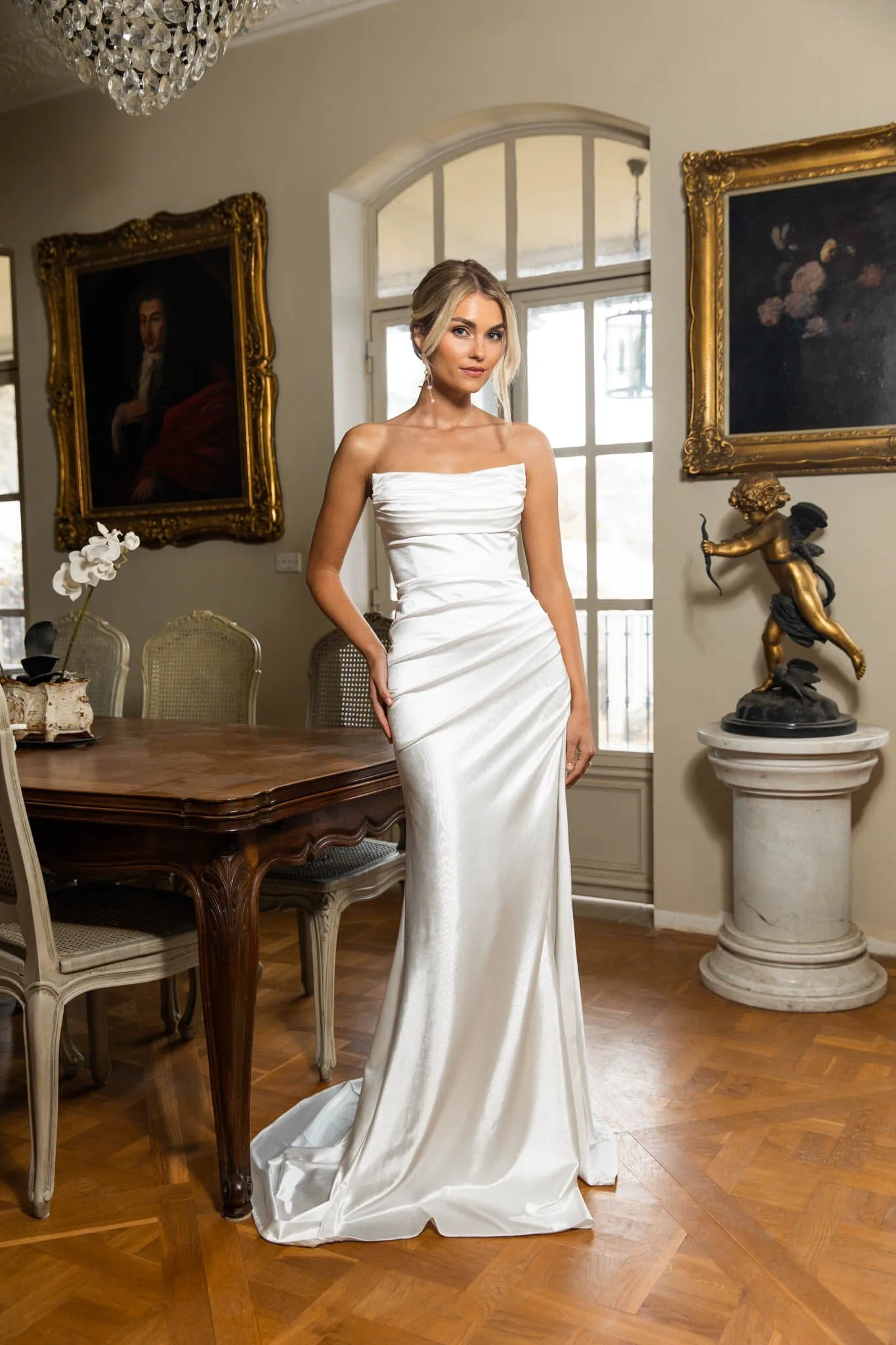 Zaria Stretch Satin Gown - Ivory